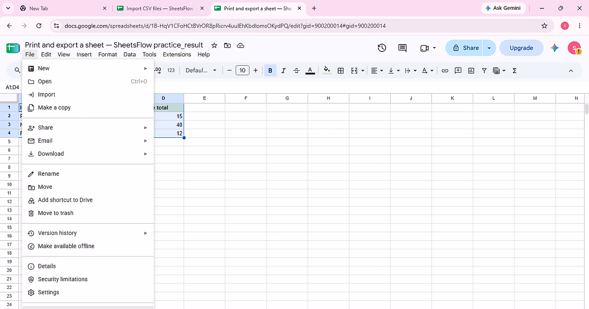 The File menu is open with the pointer directly on the Print command.