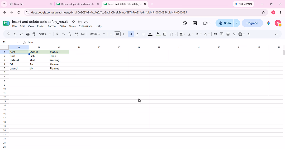 Verified insert/delete-cell evidence for step 1