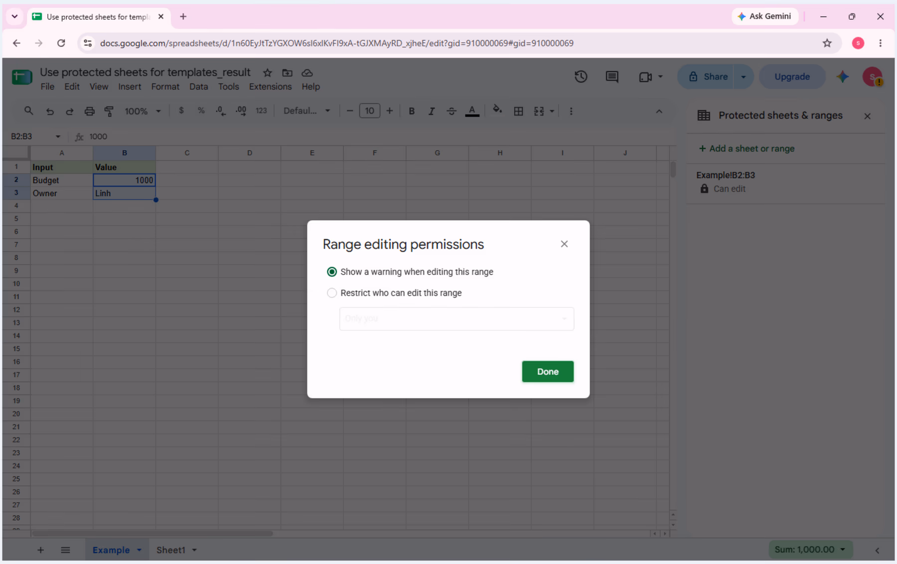 Real Google Sheets evidence for the action step, with the relevant range or menu visible and the cursor placed on the intended control.