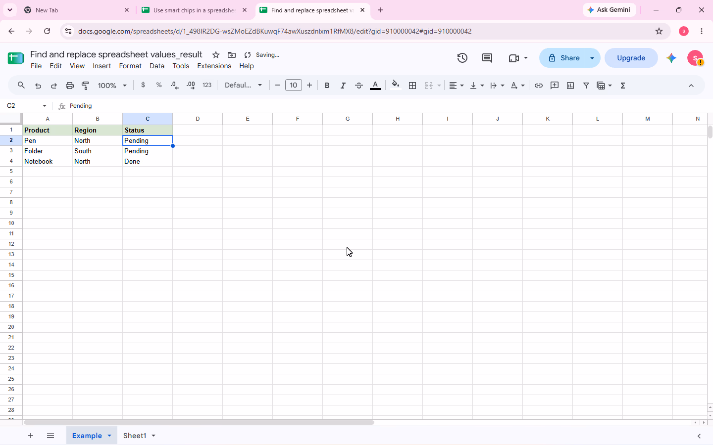Find-and-replace evidence for step 5