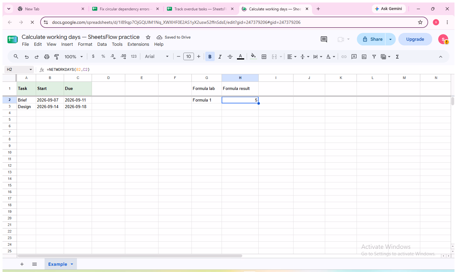 Result cell and formula are visible in Google Sheets for comparison with the source data.