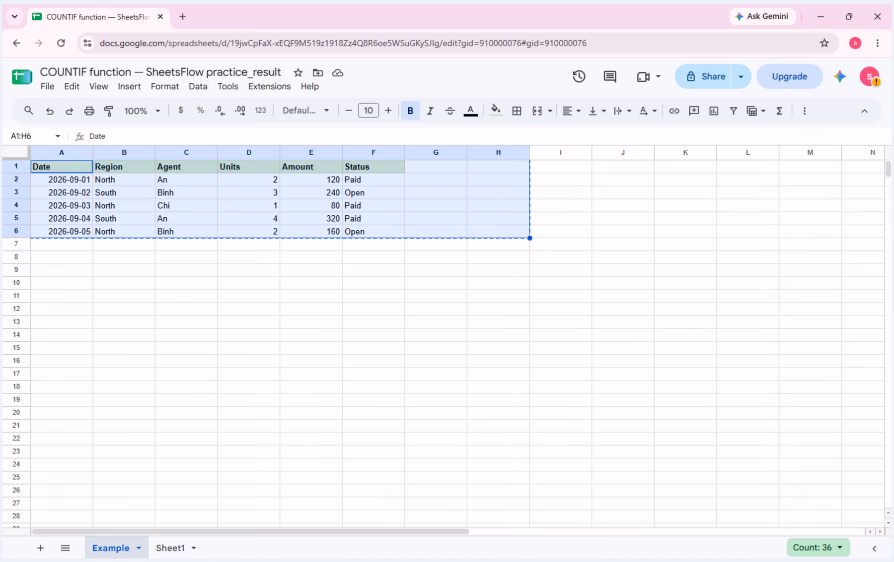 The _result workbook shows the complete clean source table before entering the formula.