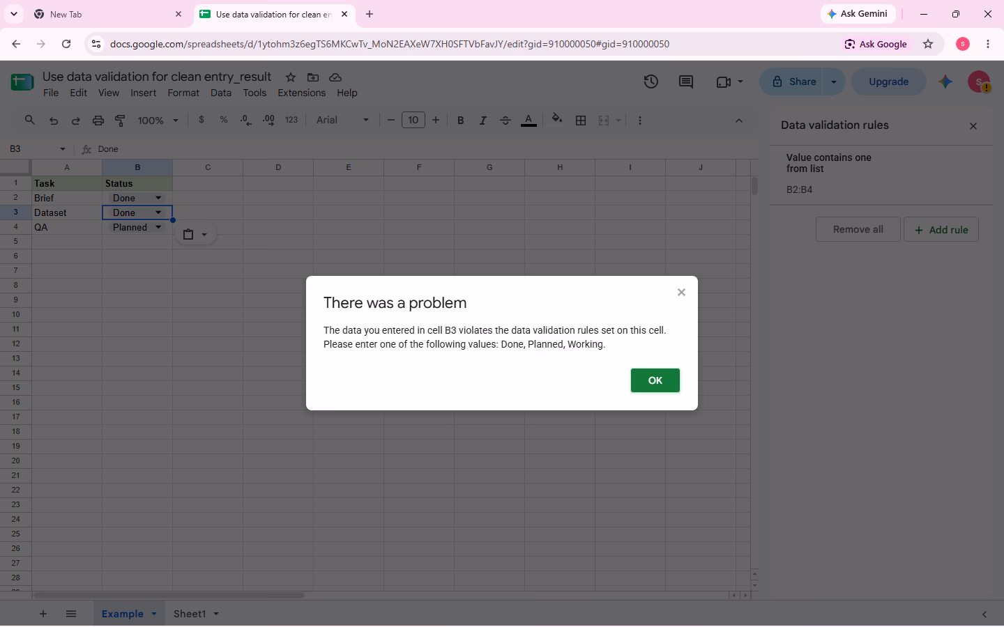 Google Sheets evidence for step 3 — audit-clean-action-06-invalid-rejected.png