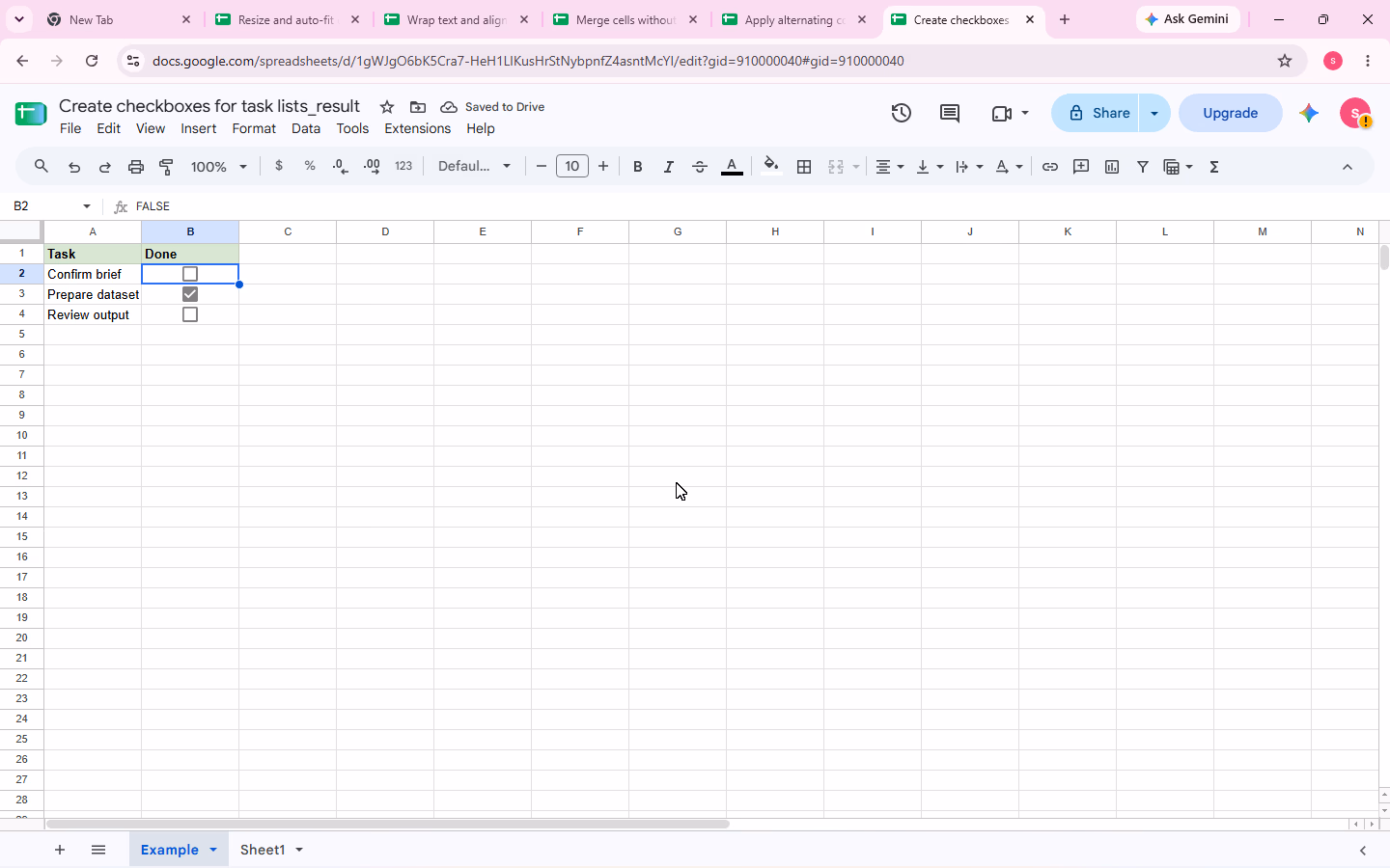 Checkbox evidence for step 4