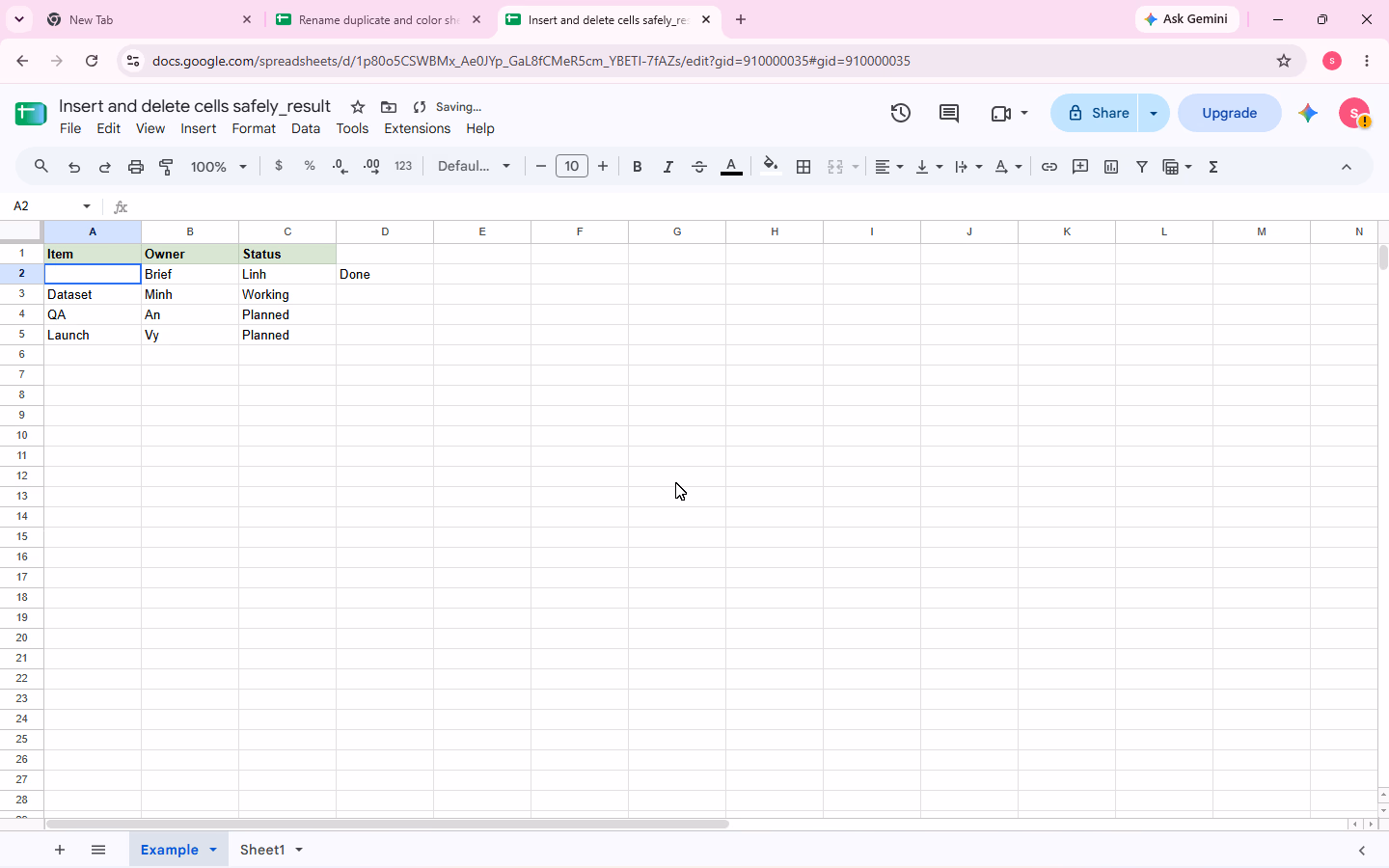 Verified insert/delete-cell evidence for step 3