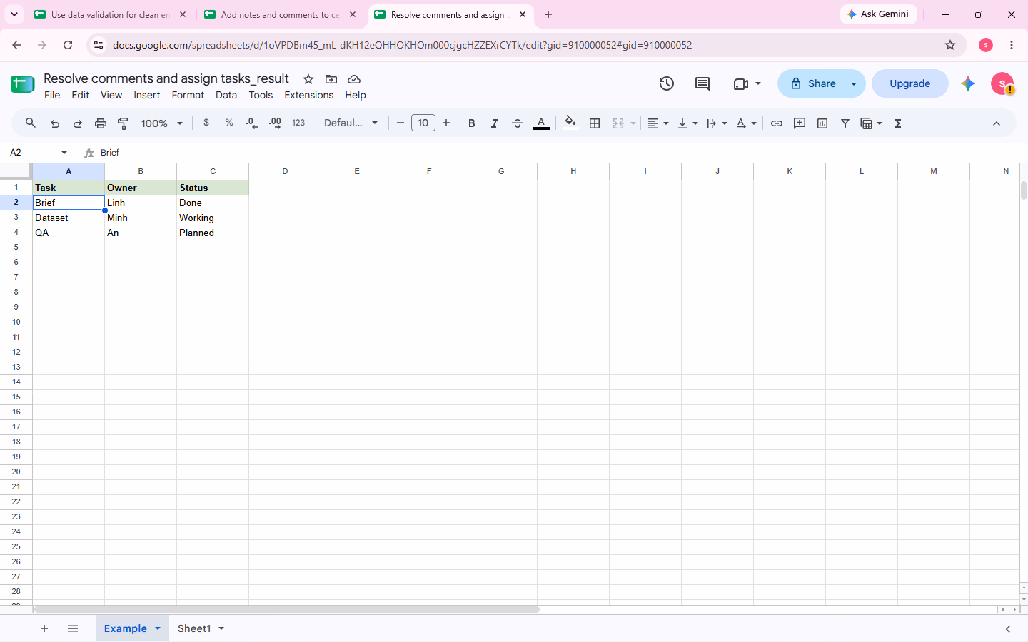 Verified assign/resolve comment evidence for step 4
