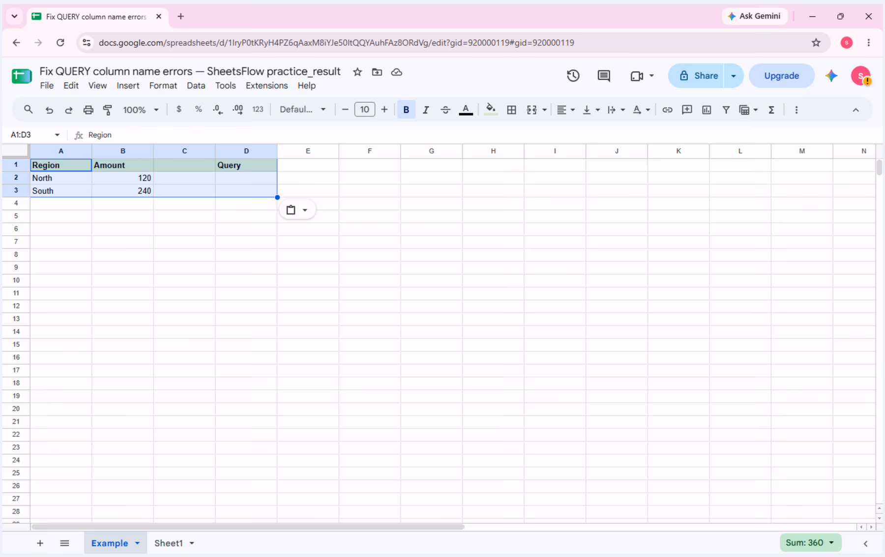 Clean _result workbook before entering the formula.