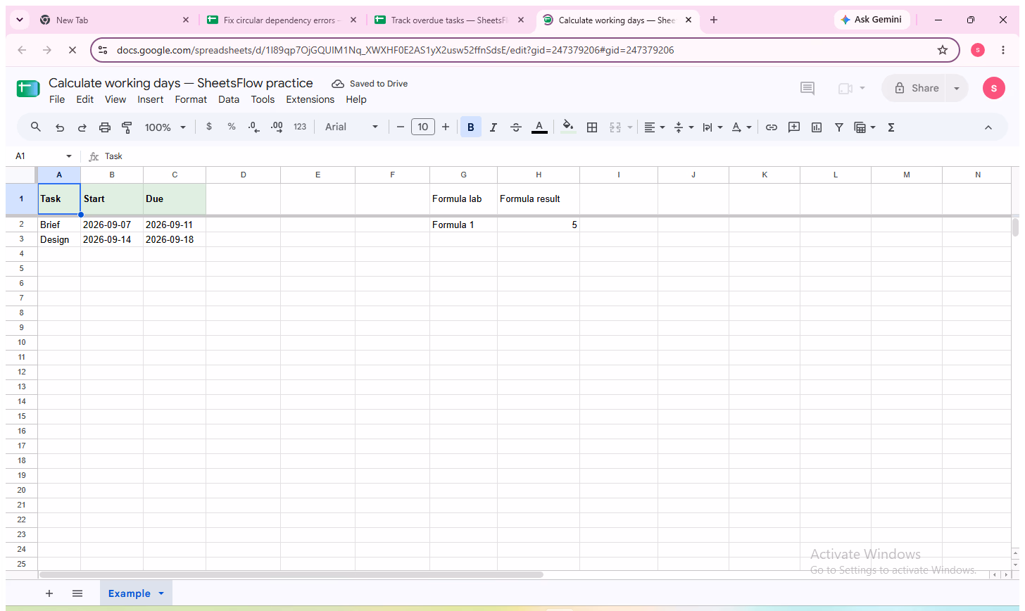 Complete Google Sheets source table before formula verification.