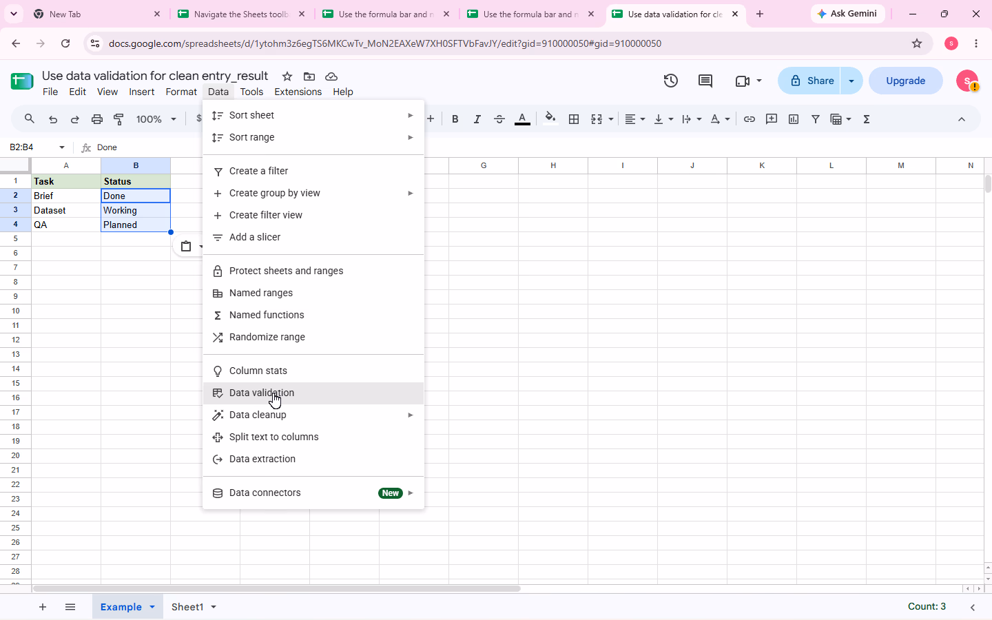 Google Sheets evidence for step 2 — audit-clean-action-02.png