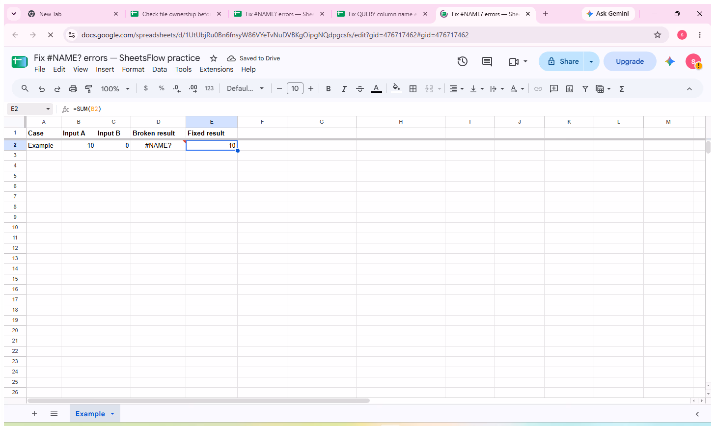 Result cell and formula are visible in Google Sheets for comparison with the source data.