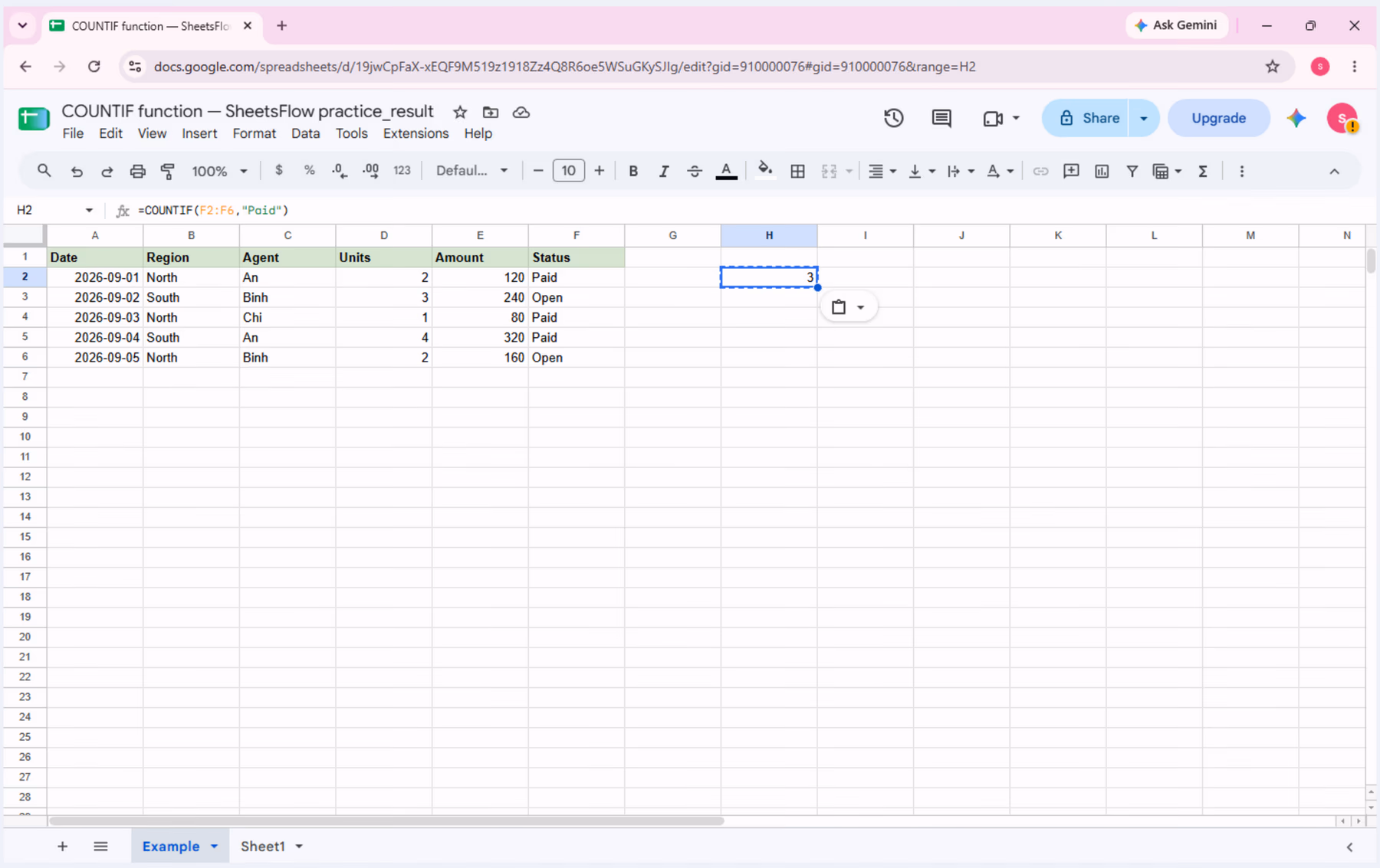 After changing a referenced source value for the test and restoring it, the result cell returns to its original value.