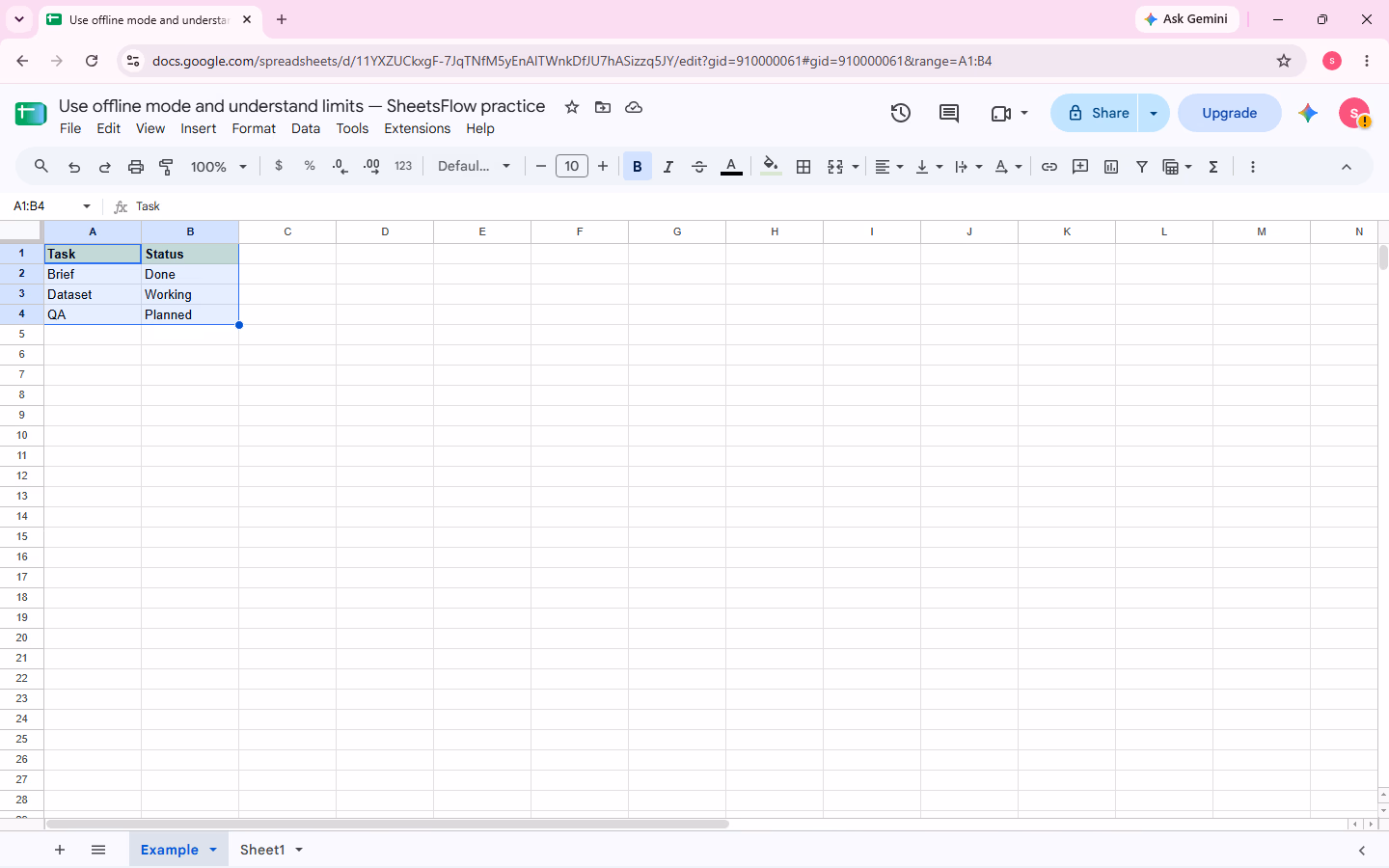 A1:B4 is selected in the live _result workbook as the checkpoint that must remain unchanged.