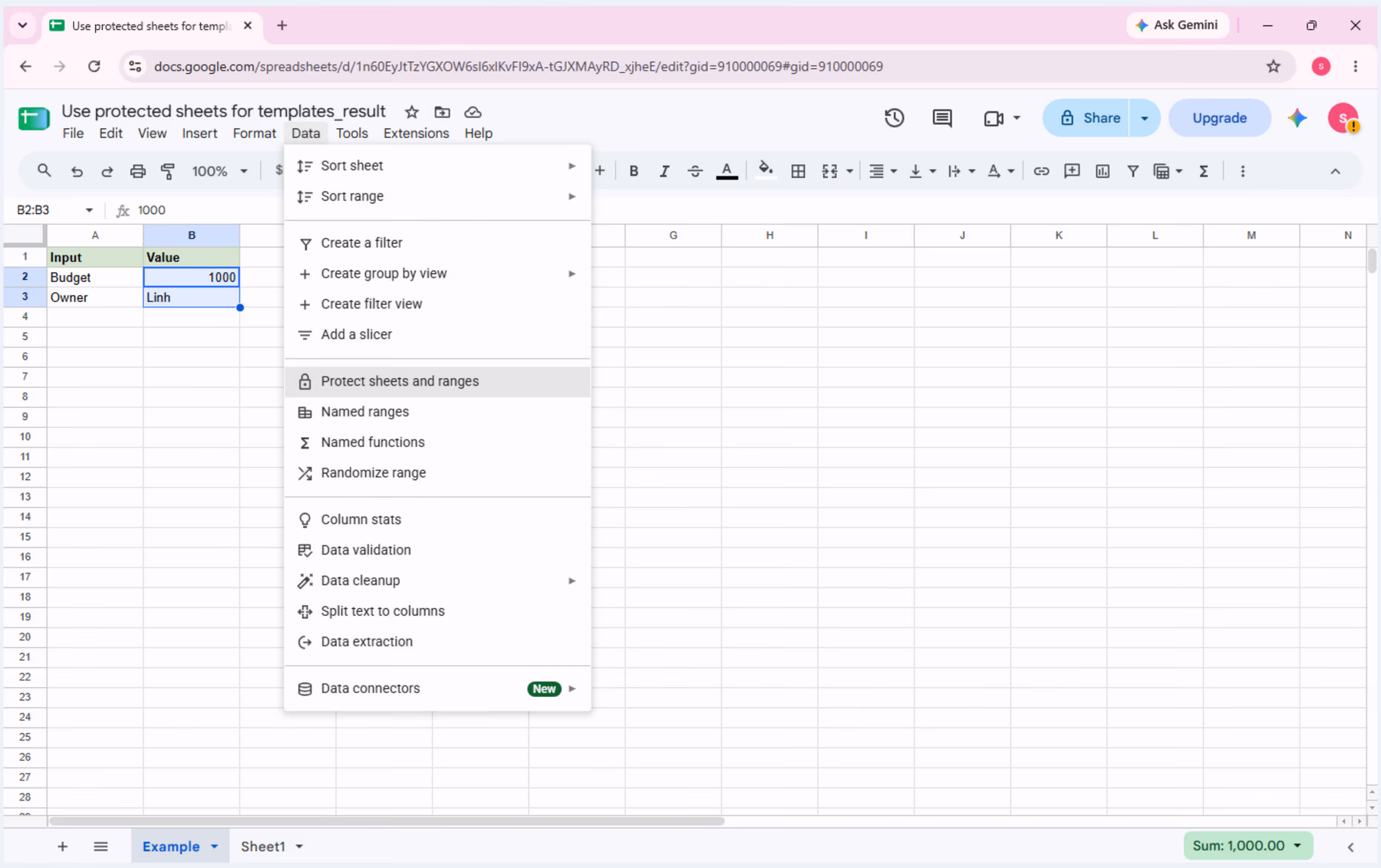 Real Google Sheets evidence for the action step, with the relevant range or menu visible and the cursor placed on the intended control.