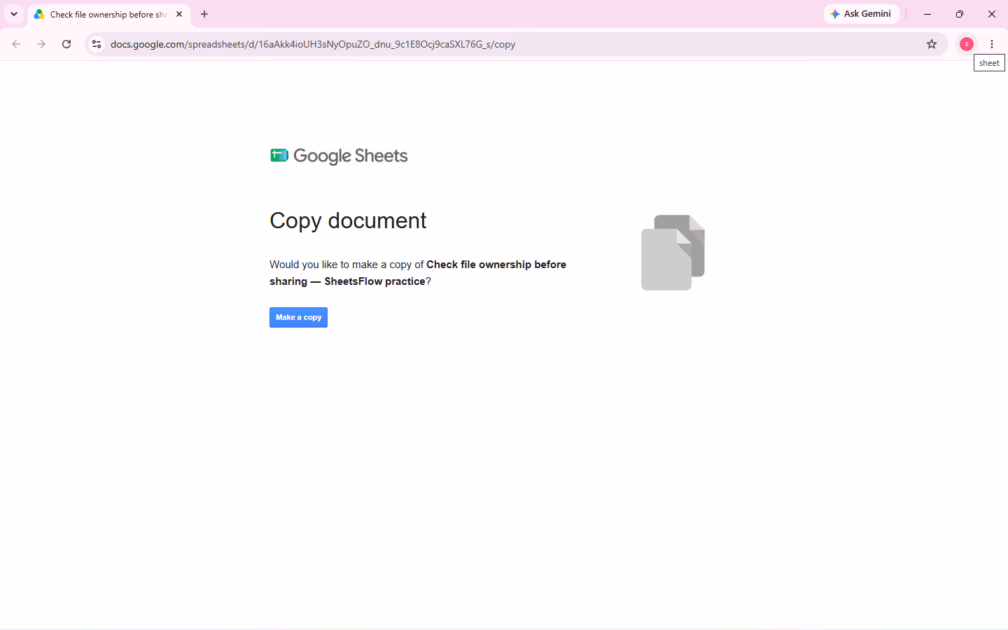 The copy screen shows the signed-in Google account avatar used for the retest.