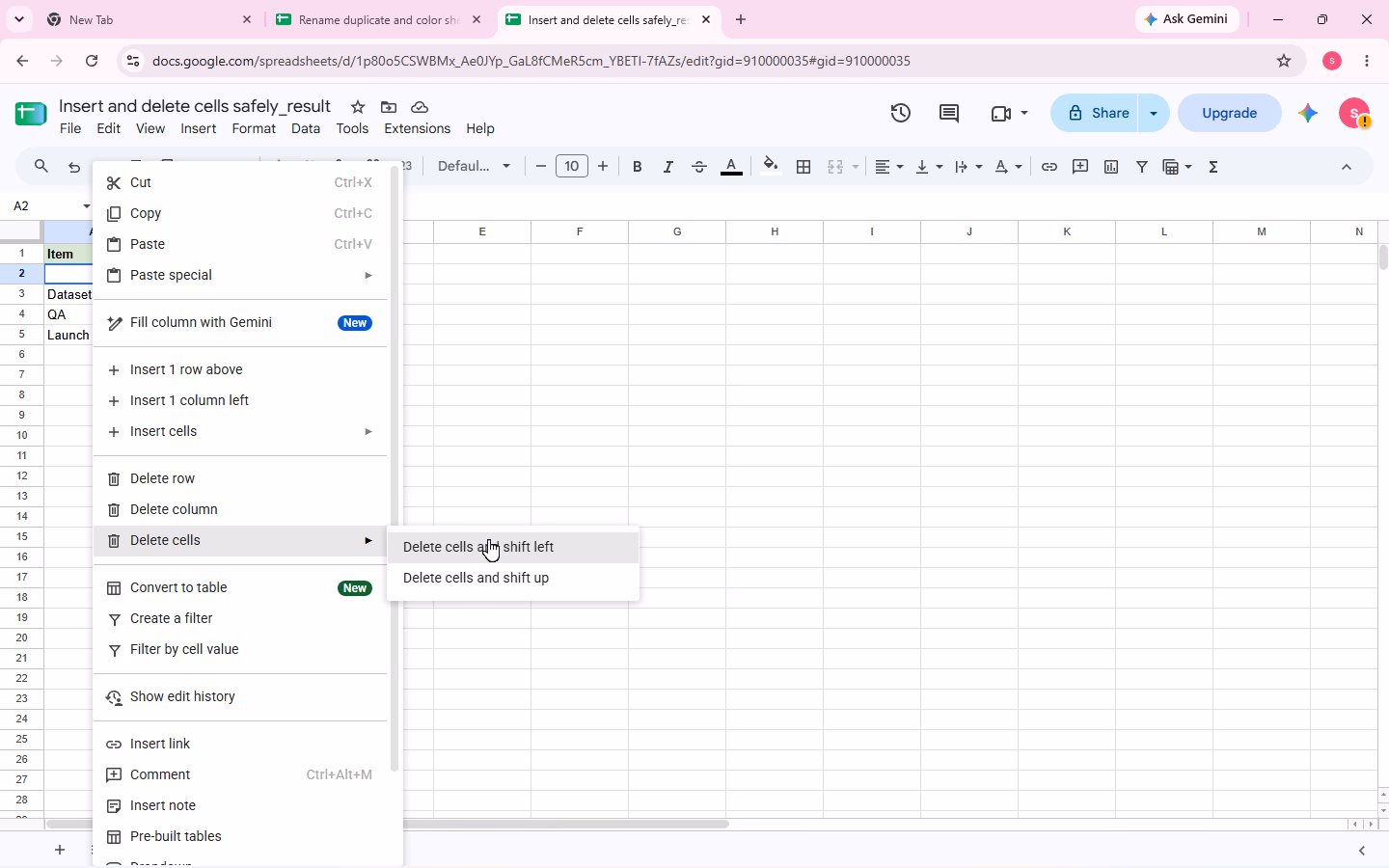 Verified insert/delete-cell evidence for step 3